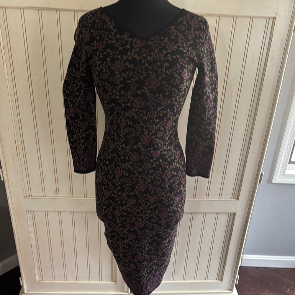 Peruvian Connection Trendy 100% Prima Cotton Floral 3/4 Sleeve‎ Sweater Dress